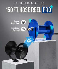 MEKOH Pressure Washer Hose Reel 150FTx3-8, 300FTx1-4 Manual Power Washer Hose Reel with M22 14mm Fitting,4500PSI Heavy Duty Hose Reel for Water - 2