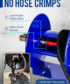 MEKOH Pressure Washer Hose Reel 150FTx3-8, 300FTx1-4 Manual Power Washer Hose Reel with M22 14mm Fitting,4500PSI Heavy Duty Hose Reel for Water - 3