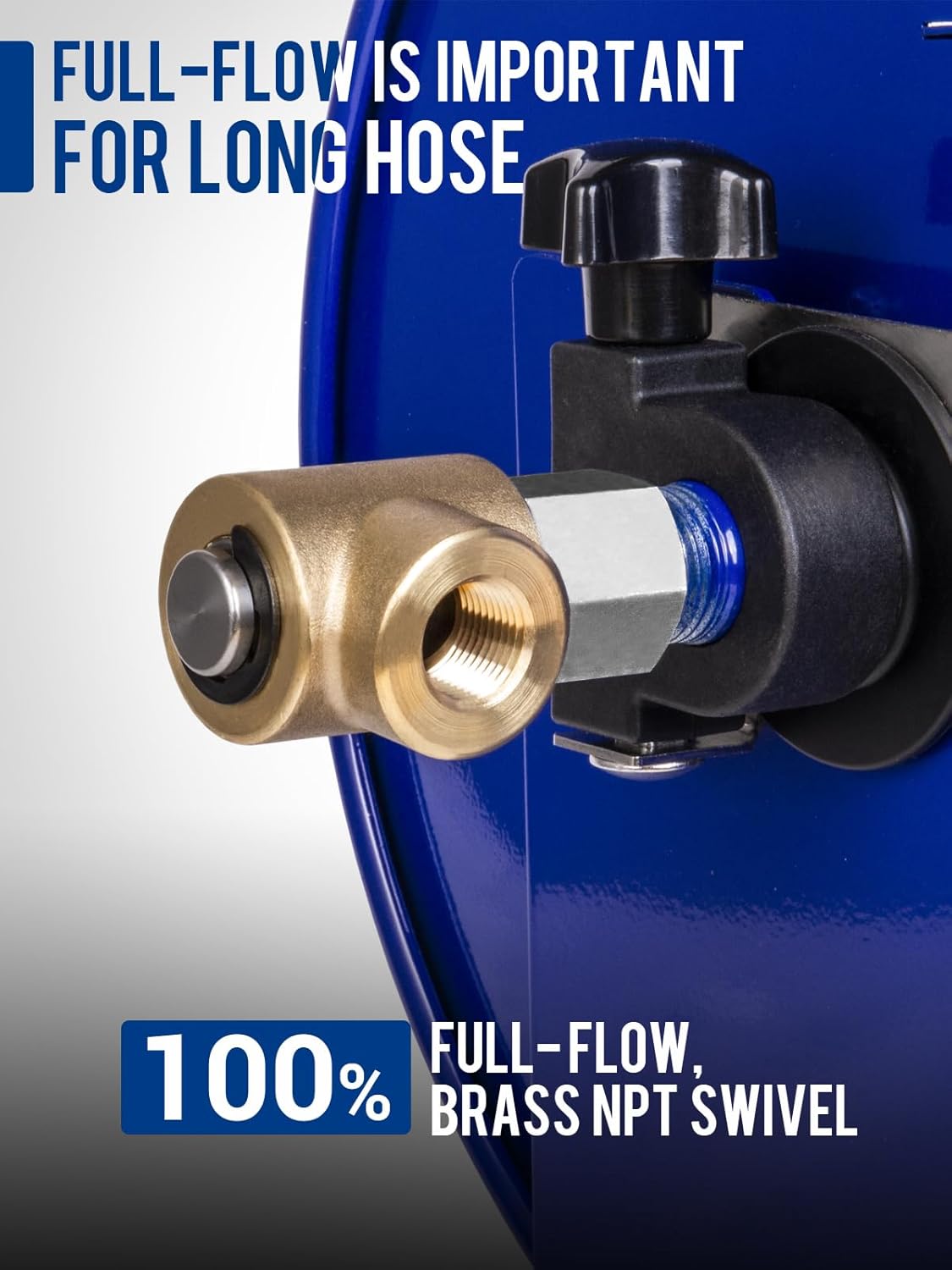 MEKOH Pressure Washer Hose Reel 150FTx3-8, 300FTx1-4 Manual Power Washer Hose Reel with M22 14mm Fitting,4500PSI Heavy Duty Hose Reel for Water - 6