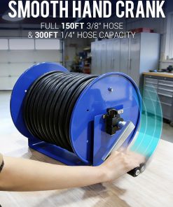 MEKOH Pressure Washer Hose Reel 150FTx3-8, 300FTx1-4 Manual Power Washer Hose Reel with M22 14mm Fitting,4500PSI Heavy Duty Hose Reel for Water - 7