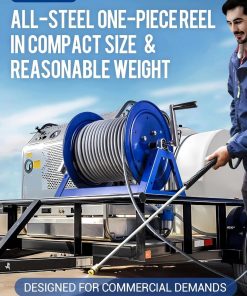 MEKOH Pressure Washer Hose Reel 3-8x350ft, 5000PSI Hand Crank Power Washer Hose Reel for 1-4x455ft, Heavy Duty Steel Hose Reel with Trailer-Wall-Van Mount, A-Frame Manual Reel for Water - 2