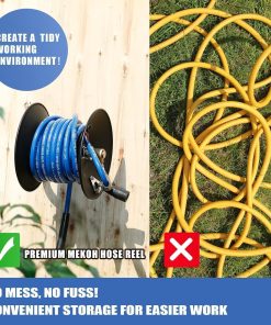 MEKOH Pressure Washer Hose Reel 50 ft x 3-8 or 65 ft x 1-4, 4000PSI Heavy Duty Power Washer Hose Reel with M22-14 Fitting, Hand Crank Metal Reel - 2