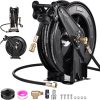 Pressure Washer Hose Reel, Steel Double Arm 3-8 X 50 FT Automatic Retractable Power Washs Hose Reels, Heavy Duty Hoses Reels 4000 PSI With 50FT Inlet Hoses And 360° Swivel Joint - 1