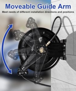 Pressure Washer Hose Reel, Steel Double Arm 3-8 X 50 FT Automatic Retractable Power Washs Hose Reels, Heavy Duty Hoses Reels 4000 PSI With 50FT Inlet Hoses And 360° Swivel Joint - 2