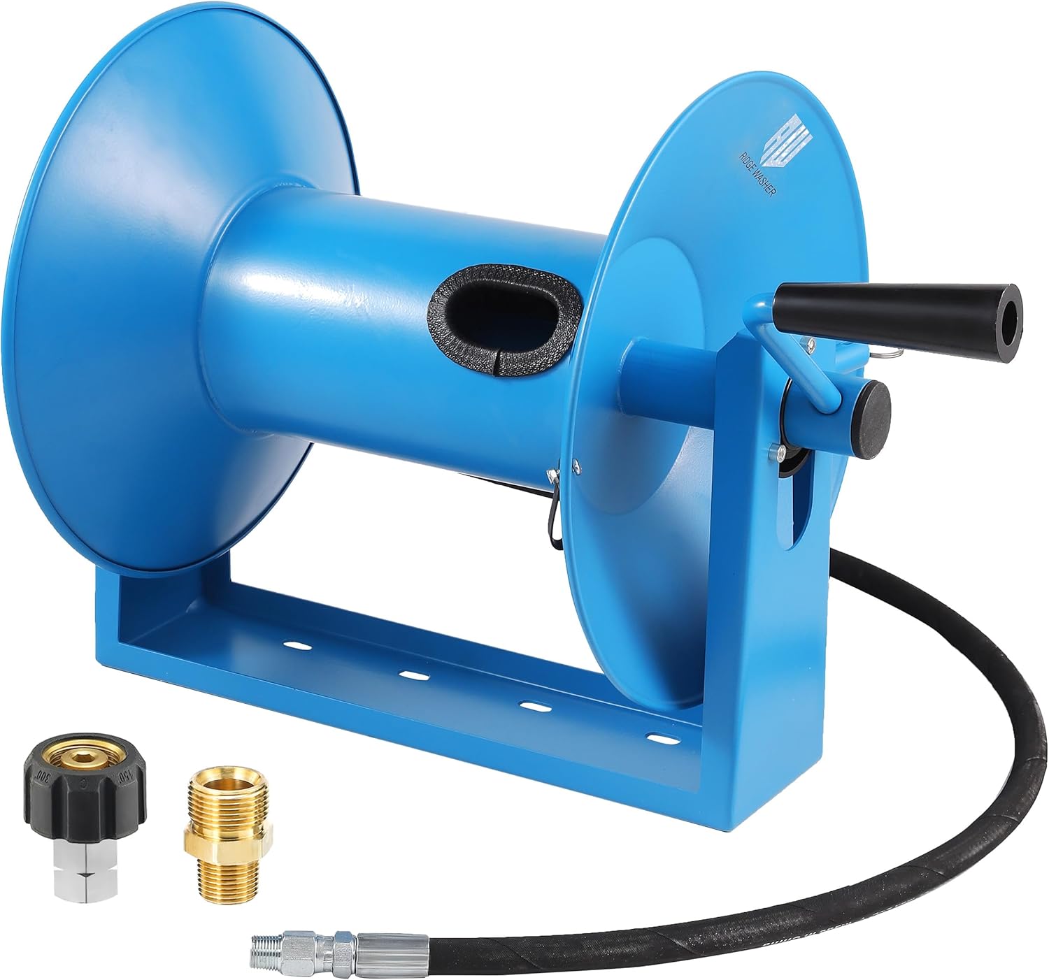 RIDGE WASHER Pressure Washer Hose Reel 180FT, Mounted Heavy Duty High Power Washer Hose Reel, 4000 PSI Manual Crank Hoses Reel, 3-8' Whip Hose - 1
