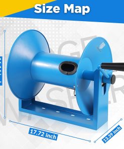 RIDGE WASHER Pressure Washer Hose Reel 180FT, Mounted Heavy Duty High Power Washer Hose Reel, 4000 PSI Manual Crank Hoses Reel, 3-8' Whip Hose - 8