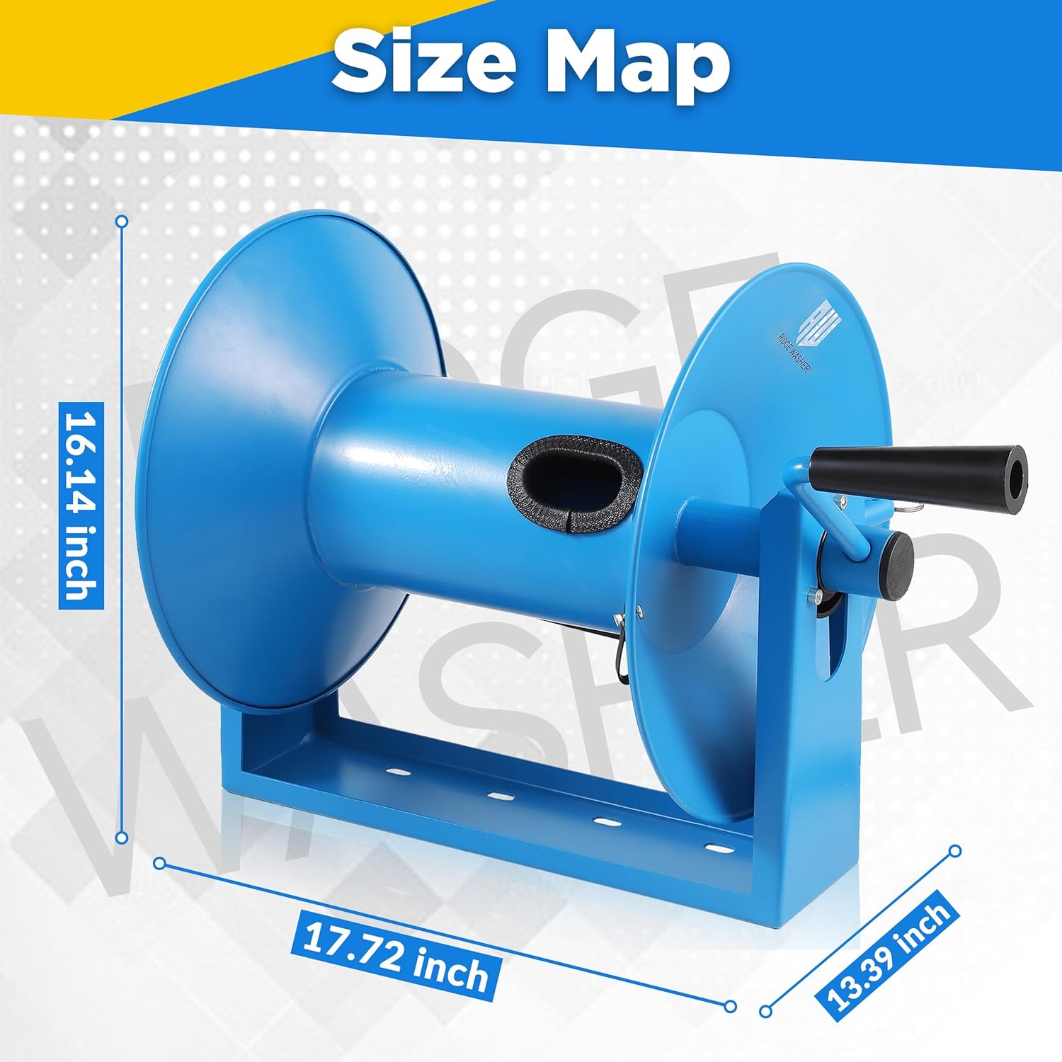 RIDGE WASHER Pressure Washer Hose Reel 180FT, Mounted Heavy Duty High Power Washer Hose Reel, 4000 PSI Manual Crank Hoses Reel, 3-8' Whip Hose - 8
