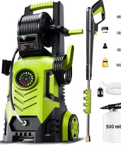 2026new Pressure Washer 5000PSI with Adj-8-Level Touch Screen, 34 Tall Power Washer, 4 Quick Connect Nozzles, Inlet Hose&Filter&500mlFoam Cannon for Cars-Fences-Driveways,Yellow - 1