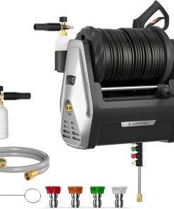 Giraffe Tools Wall Mounted Pressure Washer Essential with Upgraded 1800W Motor, 2900 PSI, 2.2 GPM Electric Power Washer, Automatic Rewind, 100ft Pressure Hoses - 1