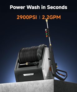 Giraffe Tools Wall Mounted Pressure Washer Essential with Upgraded 1800W Motor, 2900 PSI, 2.2 GPM Electric Power Washer, Automatic Rewind, 100ft Pressure Hoses - 4