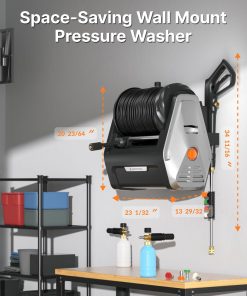 Giraffe Tools Wall Mounted Pressure Washer Essential with Upgraded 1800W Motor, 2900 PSI, 2.2 GPM Electric Power Washer, Automatic Rewind, 100ft Pressure Hoses - 5