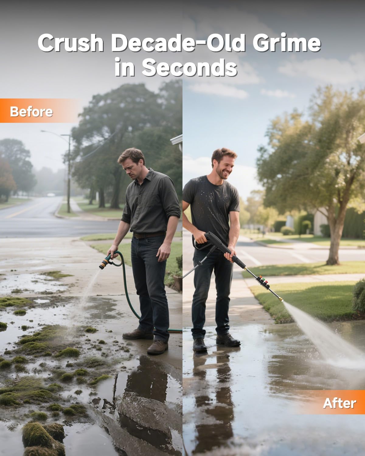 Giraffe Tools Wall Mounted Pressure Washer Essential with Upgraded 1800W Motor, 2900 PSI, 2.2 GPM Electric Power Washer, Automatic Rewind, 100ft Pressure Hoses - 7