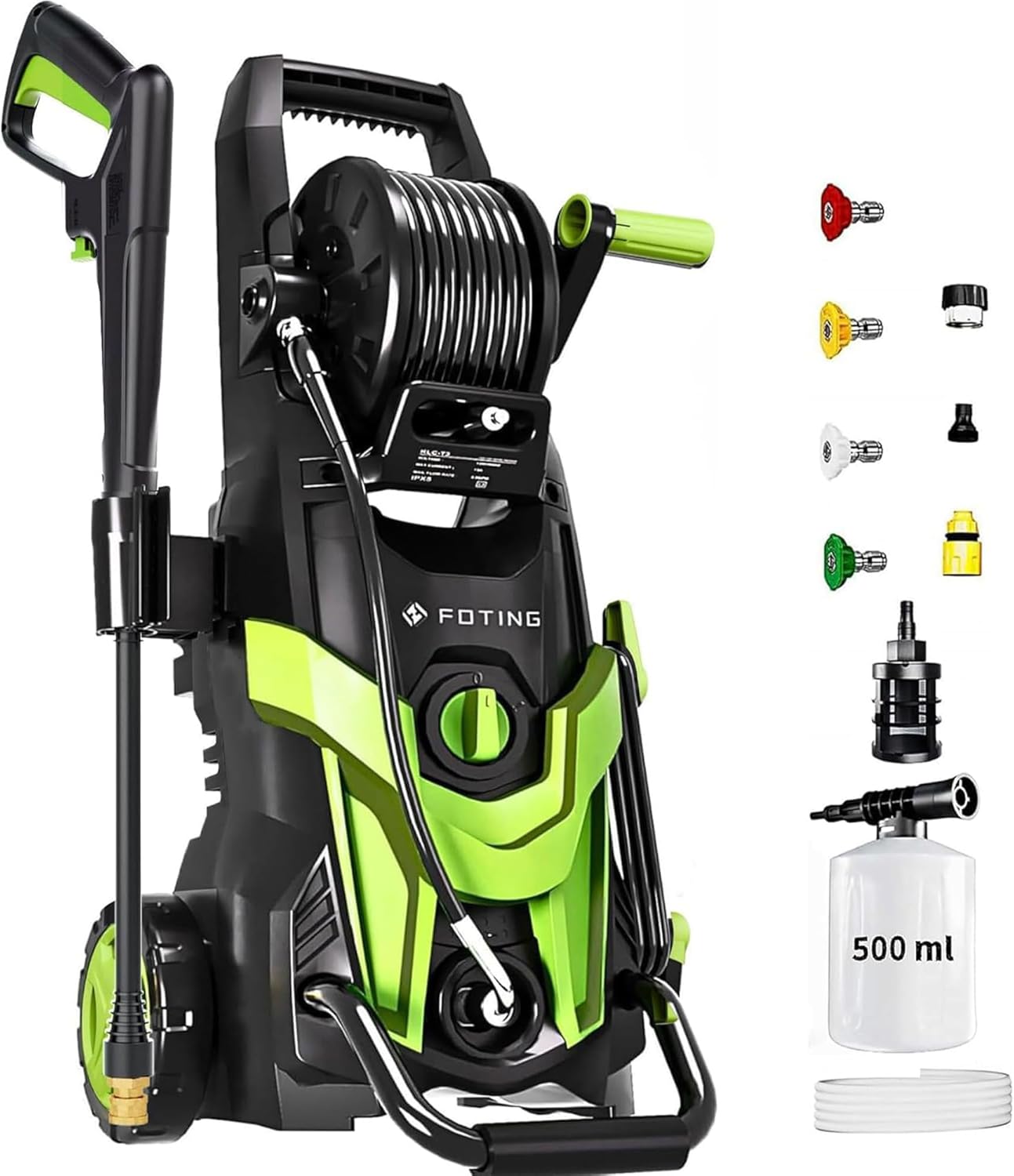 Pressure Power Washer 4500PSI with 4 Quick Connect Nozzles, Inlet Hose & Filter, Foam Cannon for Cars-Fences-Driveways-Patios-Home Cleaning - 1