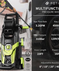 Pressure Power Washer 4500PSI with 4 Quick Connect Nozzles, Inlet Hose & Filter, Foam Cannon for Cars-Fences-Driveways-Patios-Home Cleaning - 2