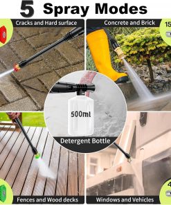 Pressure Power Washer 4500PSI with 4 Quick Connect Nozzles, Inlet Hose & Filter, Foam Cannon for Cars-Fences-Driveways-Patios-Home Cleaning - 3