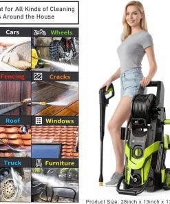 Pressure Power Washer 4500PSI with 4 Quick Connect Nozzles, Inlet Hose & Filter, Foam Cannon for Cars-Fences-Driveways-Patios-Home Cleaning - 4