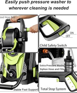 Pressure Power Washer 4500PSI with 4 Quick Connect Nozzles, Inlet Hose & Filter, Foam Cannon for Cars-Fences-Driveways-Patios-Home Cleaning - 5