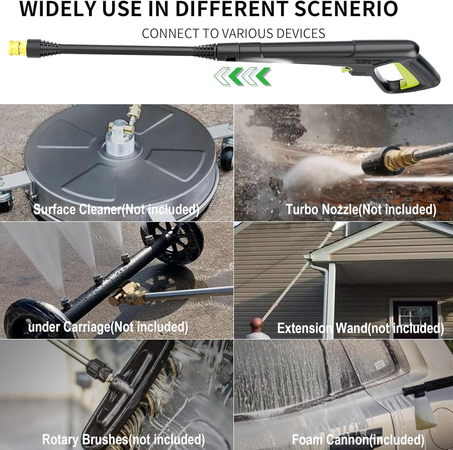 Pressure Power Washer 4500PSI with 4 Quick Connect Nozzles, Inlet Hose & Filter, Foam Cannon for Cars-Fences-Driveways-Patios-Home Cleaning - 7