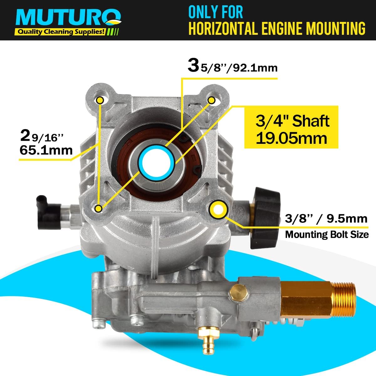 3/4" Shaft Horizontal Pressure Washer Pump, 2600-3000 PSI, 2.5 GPM, OEM Replacement Pump for Honda GC160,309515003,308418007,020241 and More - Image 3