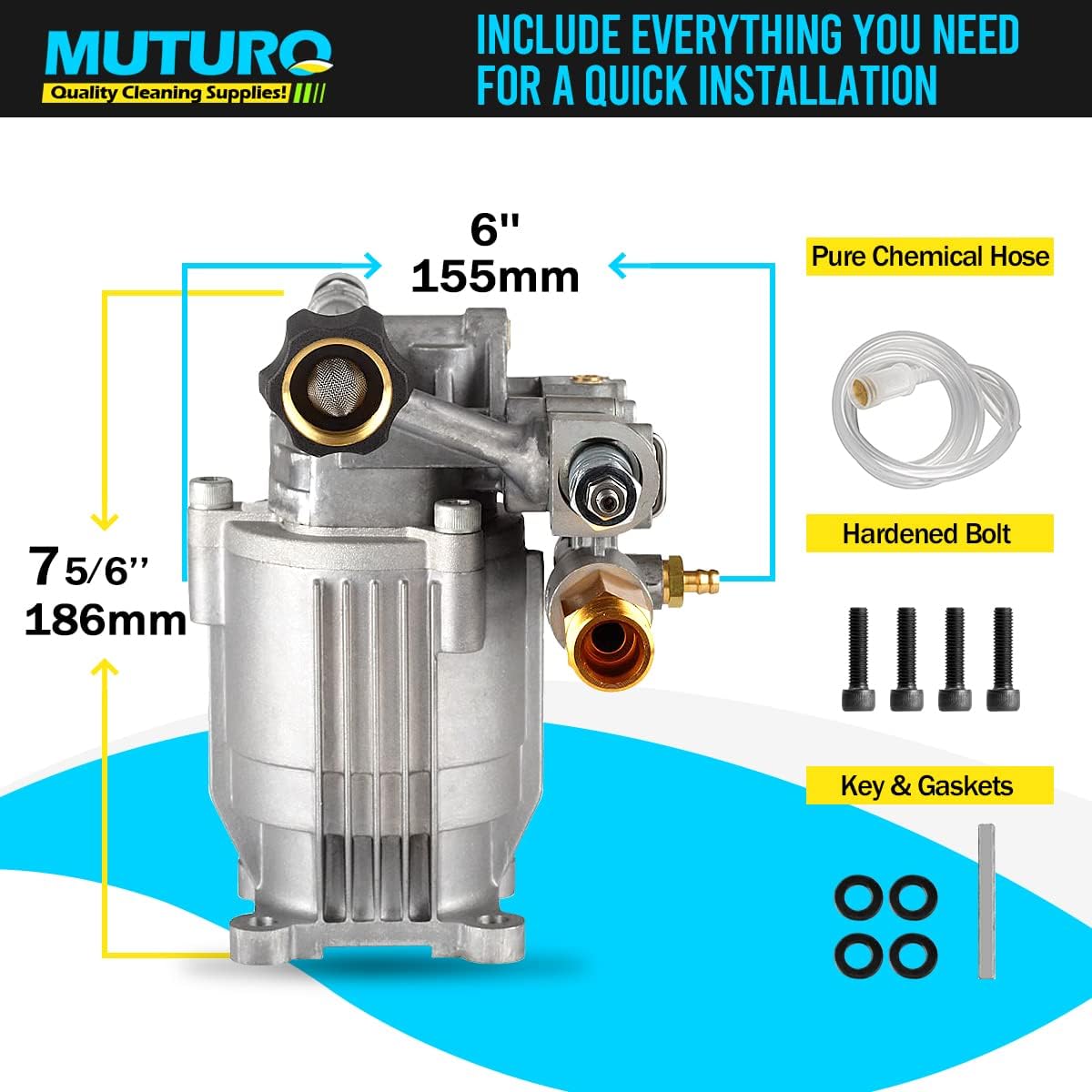 3/4" Shaft Horizontal Pressure Washer Pump, 2600-3000 PSI, 2.5 GPM, OEM Replacement Pump for Honda GC160,309515003,308418007,020241 and More - Image 5