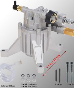 Alternative view of Biswing Pressure Washer Pump, 7/8" Shaft Vertical Plunger, 3400 PSI Max, 2.5 GPM, Replacement Pump for Gas Power Washer, Rear Facing Inlet/Outlet