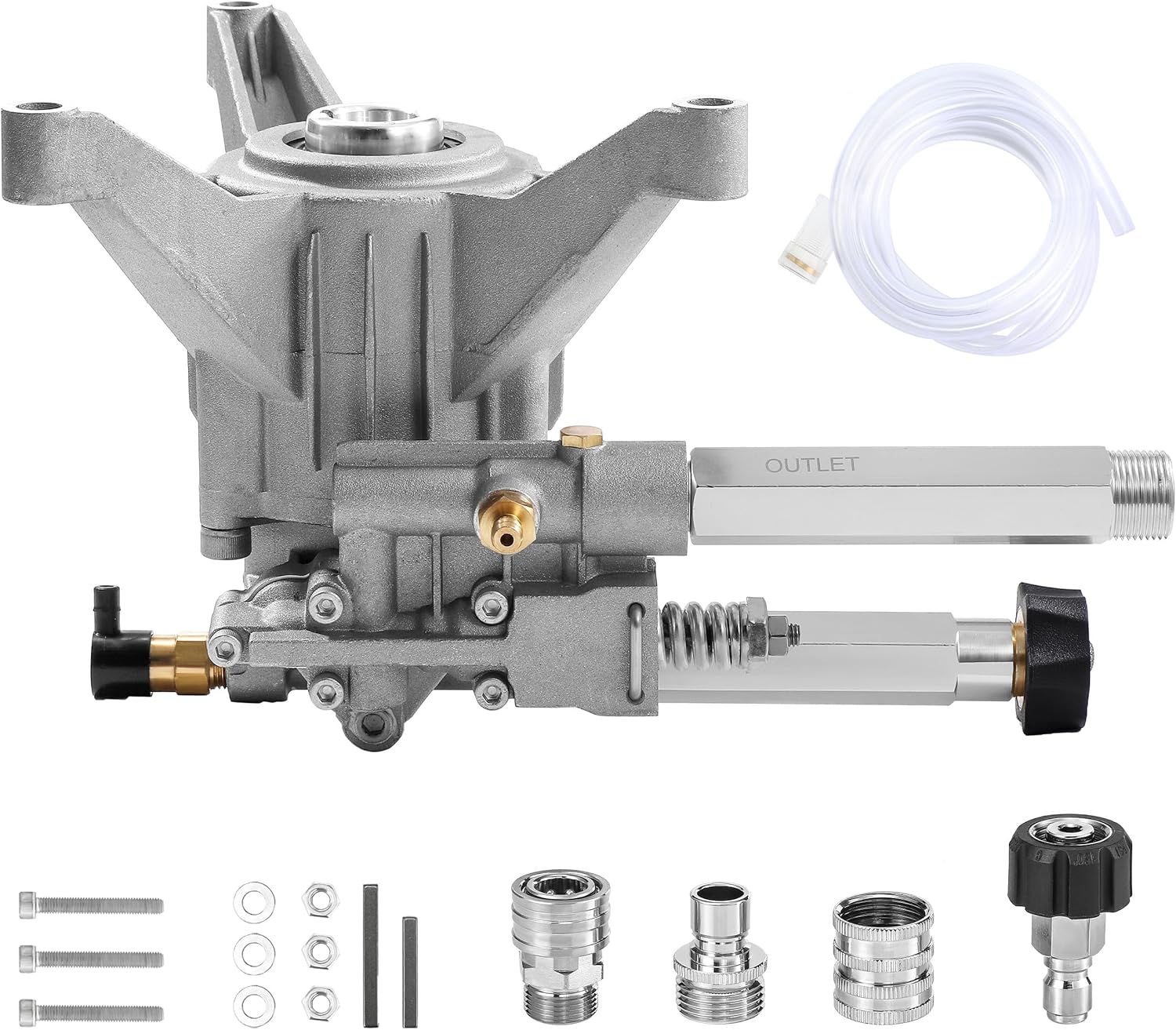 M MINGLE 7-8 Shaft Pressure Washer Pump, 2400-2800 PSI 2.3 GPM, Power Washer Pump Replacement for Troy Bilt, Craftsman, Briggs & Stratton, Karcher, Brute, Homelite, Front Inlet-Outlet - 1