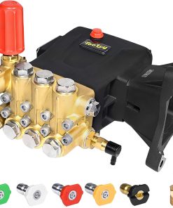 TOOLCY Pressure Washer Pump 3600-4400 PSI Max 4.4 GPM, 1 inch Shaft Horizontal Triplex Plunger Power Washer Pump Replacement, Direct Drive Pressure Pump with Unloader, 5 Nozzle Tips, M22-14mm Adapter