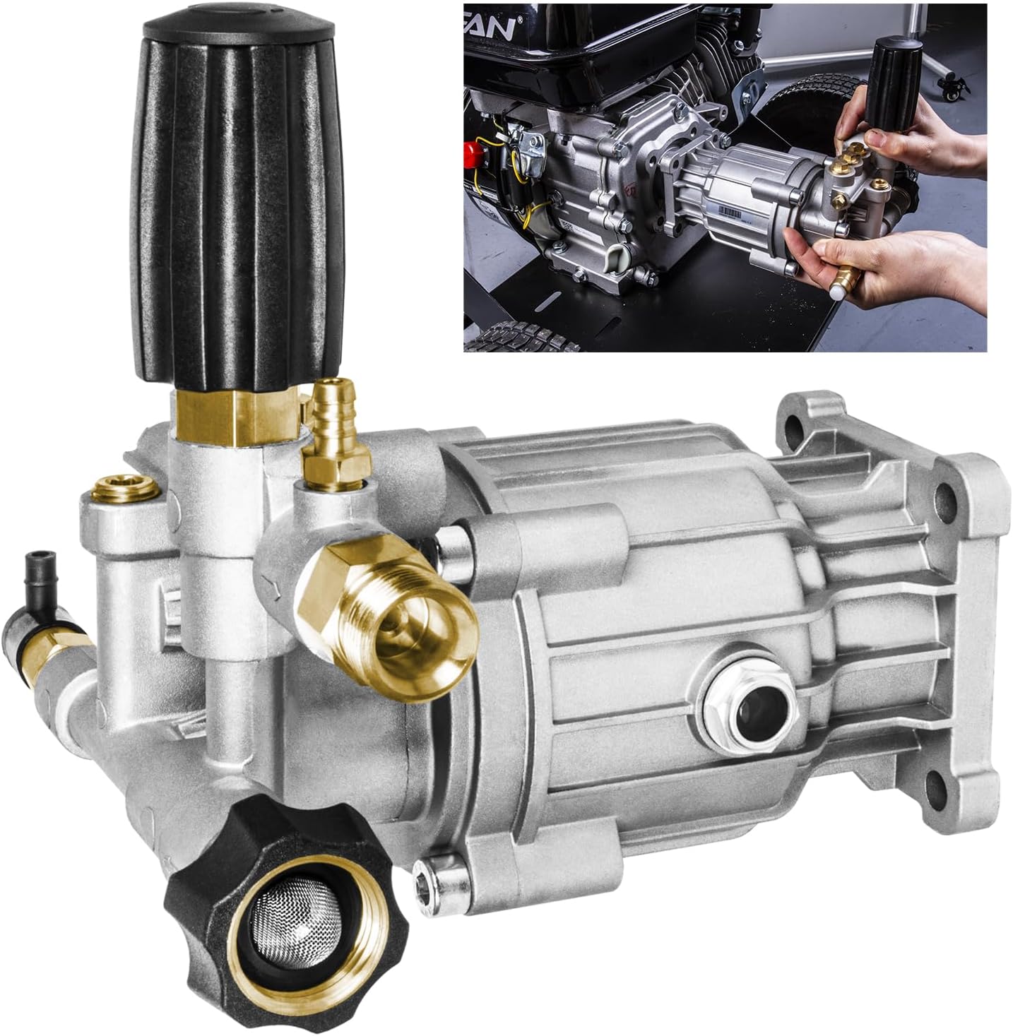 WOJET Pressure Washer Pump, 3-4 Shaft, 3400PSI 2.5GPM, Horizontal Power Washer Pump With Anti-seize, Self-Priming, Replacement Pressure Washer Pump Kit - 1
