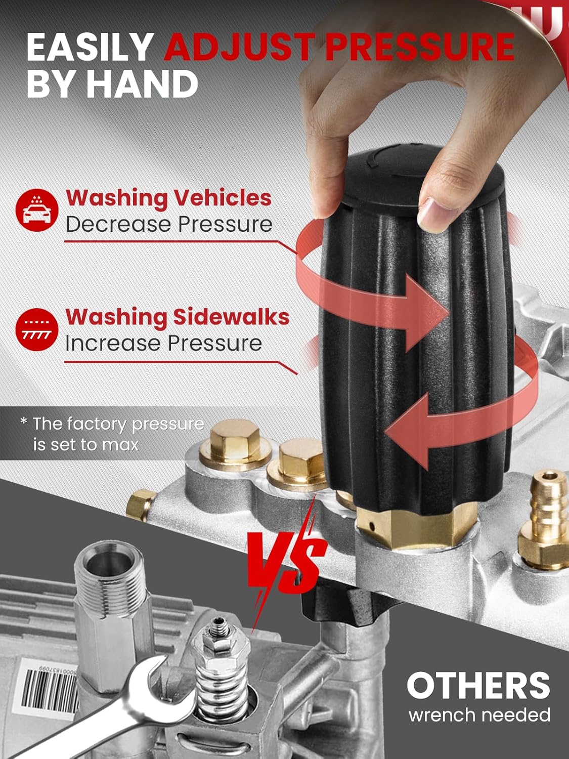 WOJET Pressure Washer Pump, 3/4" Shaft, 3400PSI 2.5GPM, Horizontal Power Washer Pump With Anti-seize, Self-Priming, Replacement Pressure Washer Pump Kit for Dewalt, Simpson, Craftsman, Honda, Generac - Image 8
