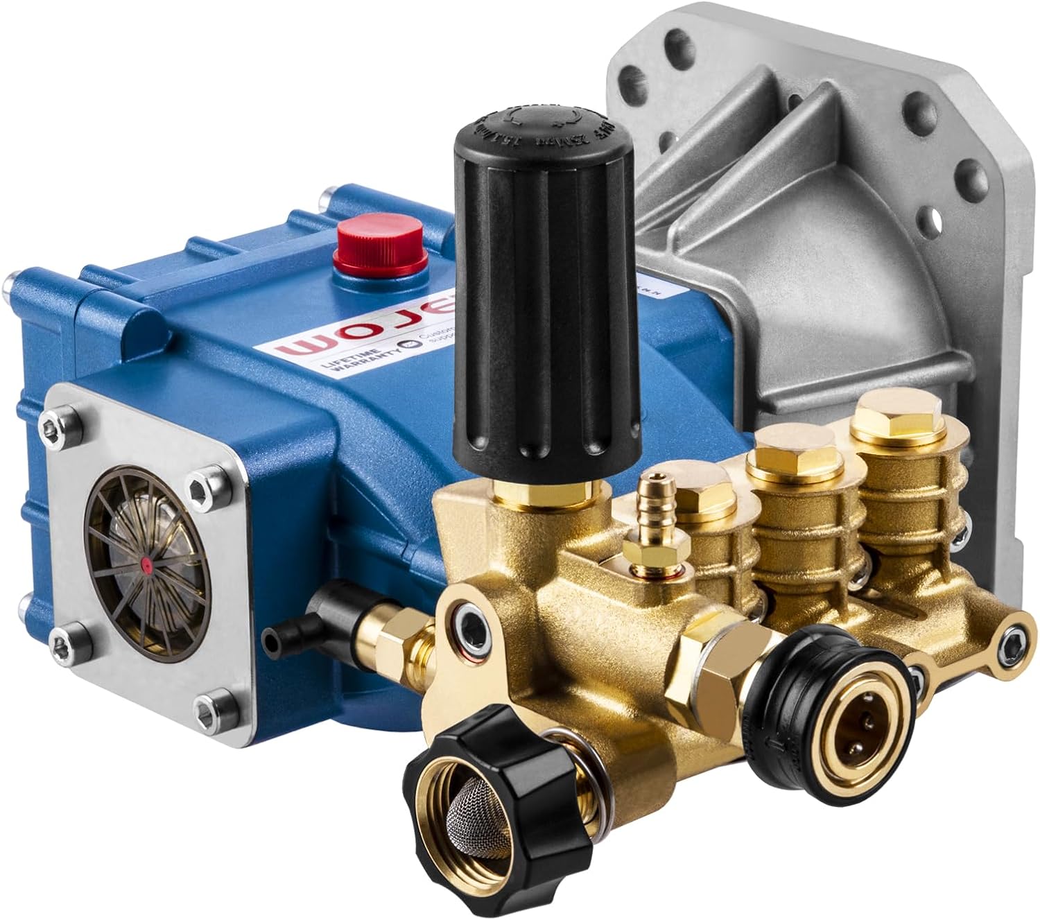 WOJET Triplex Plunger Pressure Washer Pump, 4400PSI 4.0GPM, 1 Shaft, Self-Priming, Horizontal Replacement Pump Kit for Honda GX270 GX340, Dewalt 4000-4200PSI, Simpson PS60869, Generac 9-15HP - 1