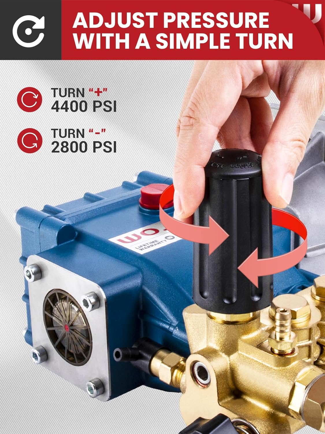 WOJET Triplex Plunger Pressure Washer Pump, 4400PSI 4.0GPM, 1" Shaft, Self-Priming, Horizontal Replacement Pump Kit for Honda GX270 GX340, Dewalt 4000/4200PSI, Simpson PS60869, Generac 9-15HP Engines - Image 6