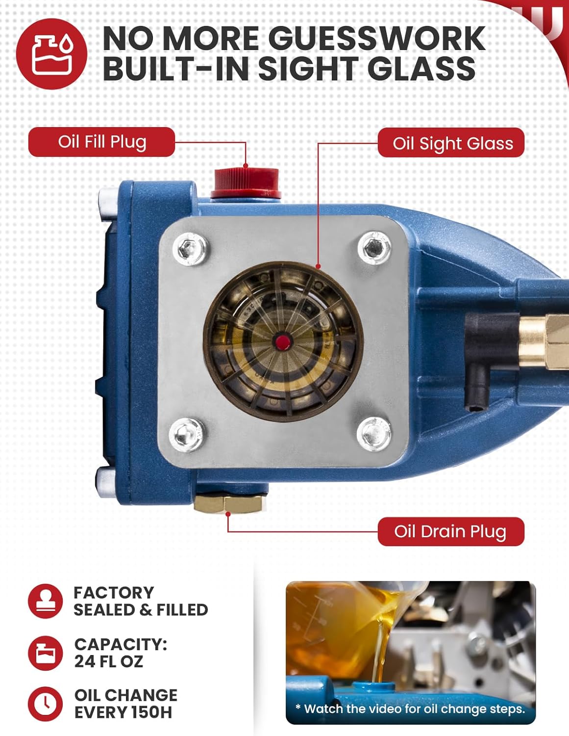 WOJET Triplex Plunger Pressure Washer Pump, 4400PSI 4.0GPM, 1" Shaft, Self-Priming, Horizontal Replacement Pump Kit for Honda GX270 GX340, Dewalt 4000/4200PSI, Simpson PS60869, Generac 9-15HP Engines - Image 8