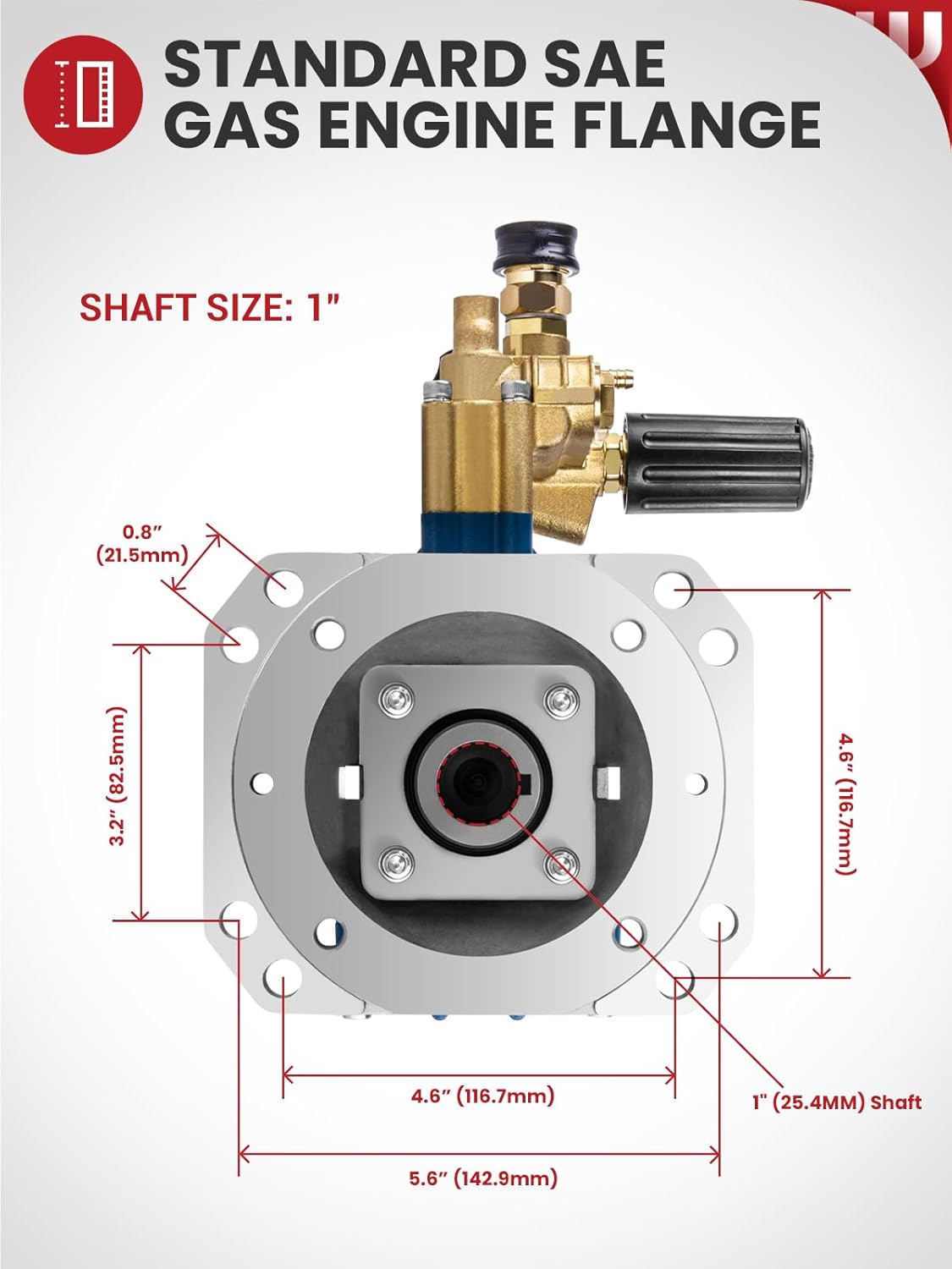 WOJET Triplex Plunger Pressure Washer Pump, 4400PSI 4.0GPM, 1" Shaft, Self-Priming, Horizontal Replacement Pump Kit for Honda GX270 GX340, Dewalt 4000/4200PSI, Simpson PS60869, Generac 9-15HP Engines - Image 9