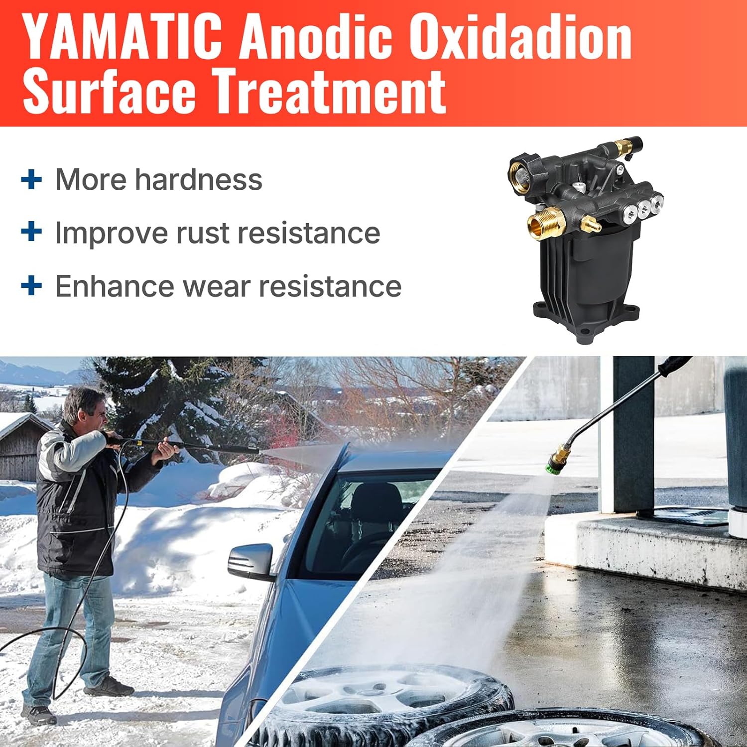 YAMATIC Pressure Washer Pump 3/4" Shaft Horizontal Power Washer Pump Max 3200 PSI 2.5 GPM Replacement Pump Compatible with Simpson 90028, 90029,MSH3125,520006, Honda GC190 GC160,AR rmv 2.5g30 - Image 3