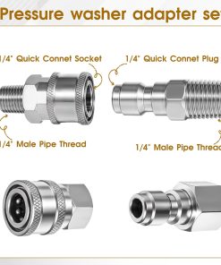 Alternative view of 4 Sets NPT 1/4 Inch Pressure Washer Coupler, Stainless Steel Connect Plug, Male Female Pressure Washer Quick Connect Kit(Internal Thread, External Thread)
