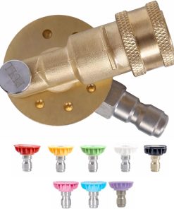 Meteor Blast Pivoting Coupler with 8 pressure washer nozzle tips 2.5gpm, 270 Degree with 7 Angles, heavy duty design and Stainless Steel Lock, Clean Hard to Reach Area, 5000PSI - 1