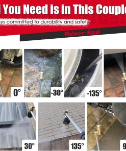 Alternative view of Meteor Blast Pivoting Coupler with 8 pressure washer nozzle tips 2.5gpm, 270 Degree with 7 Angles, heavy duty design and Stainless Steel Lock, Clean Hard to Reach Area, 5000PSI