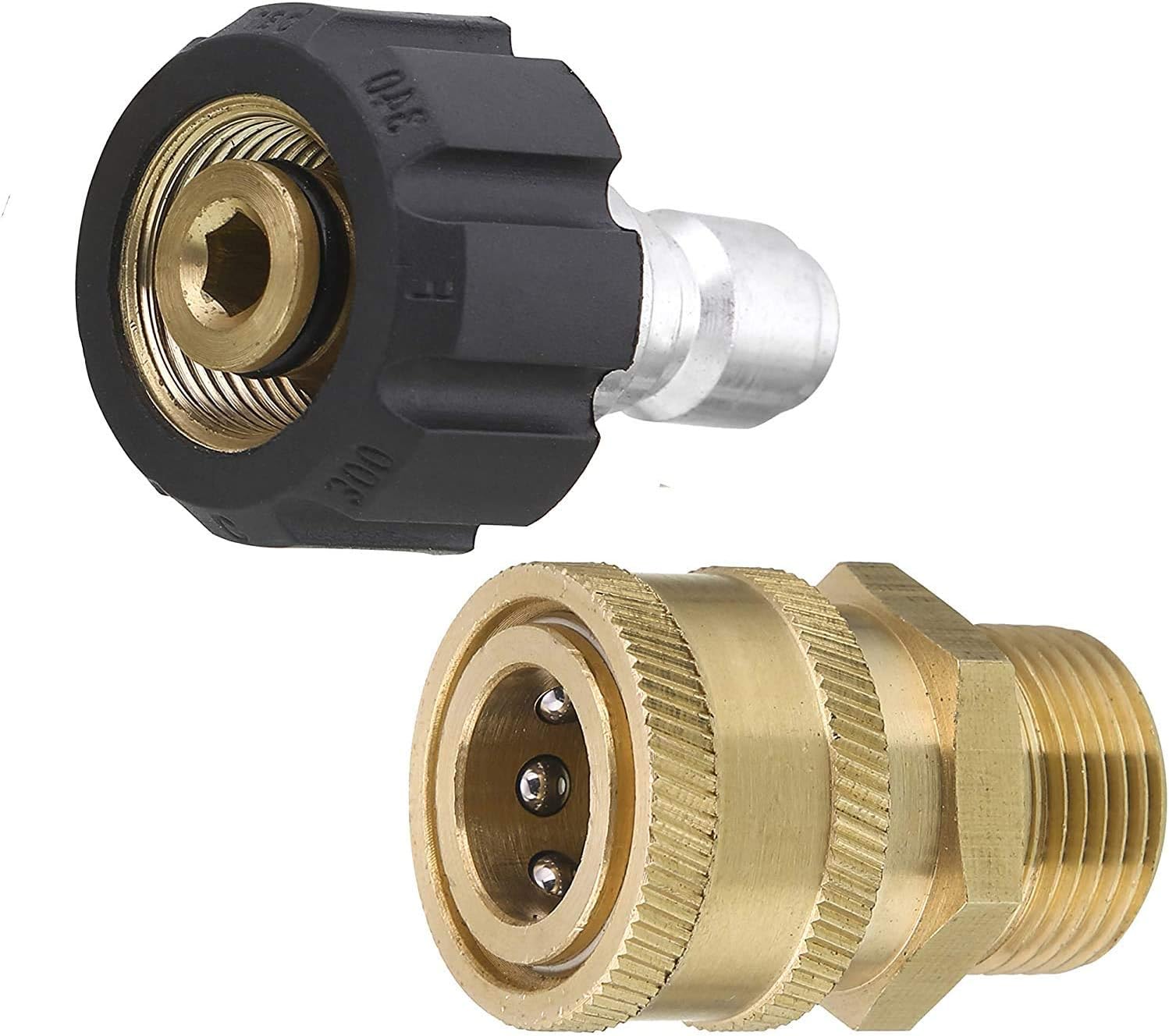 Tool Daily Pressure Washer Adapter Set, Quick Connect Kit, Metric M22 15mm Female to M22 Male Fitting, 5000 PSI - Image 2