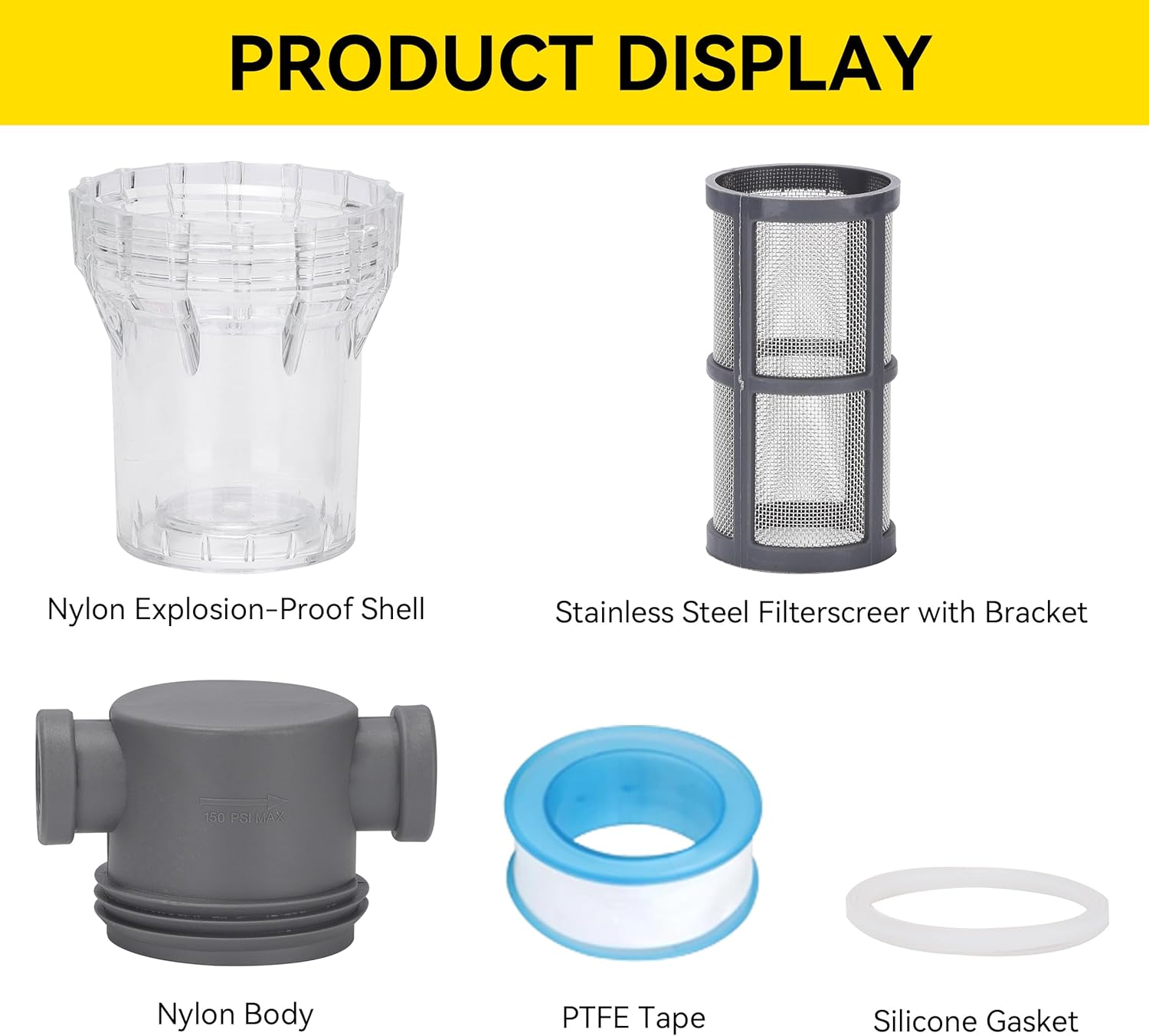 1/2'' Female NPT in-Line Strainer - Garden Hose Filter for High Pressure Washer, Sediment Filter with 30 Mesh Stainless Steel Screen (1/2'' 30 Mesh) - Image 4