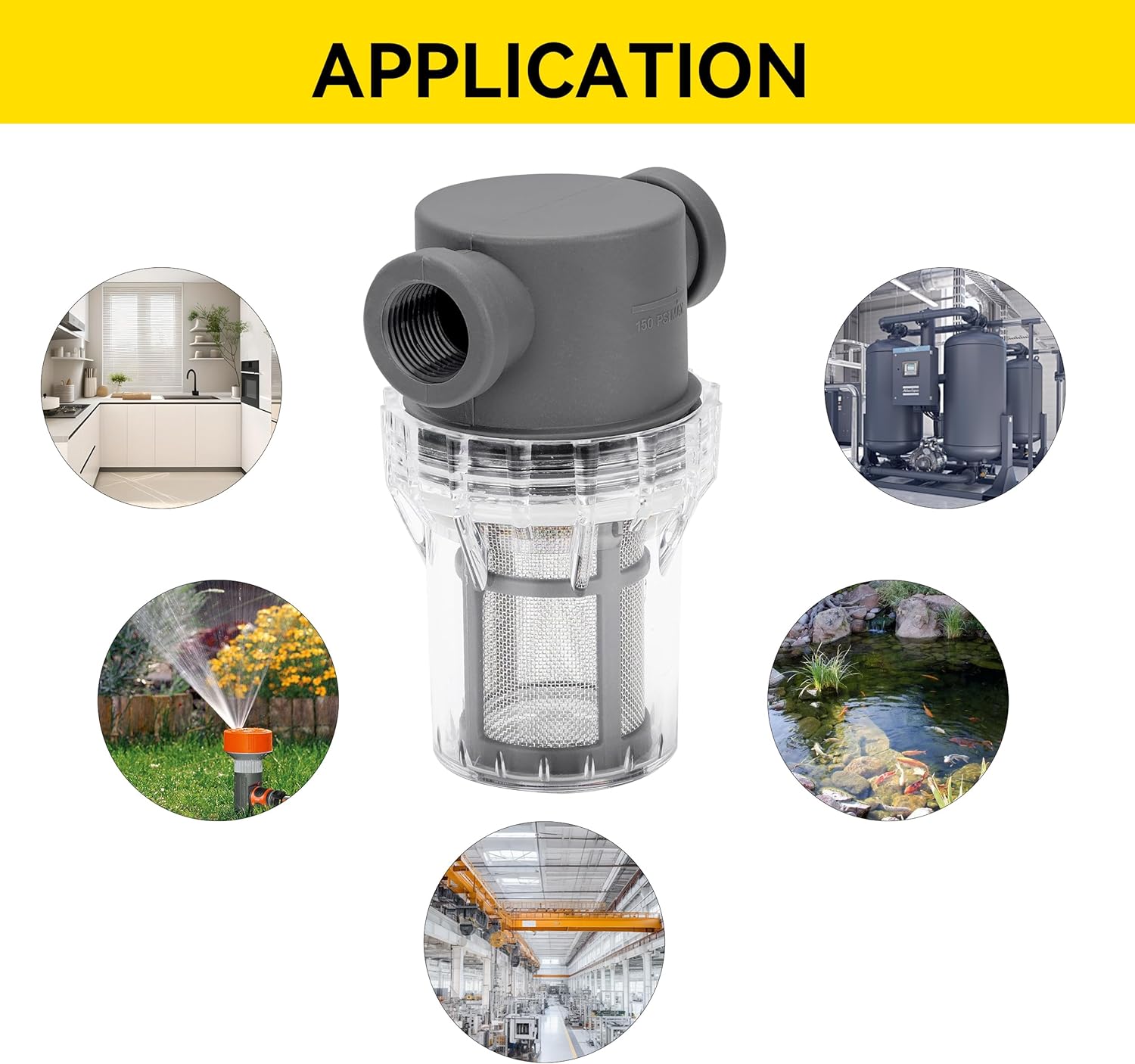 1/2'' Female NPT in-Line Strainer - Garden Hose Filter for High Pressure Washer, Sediment Filter with 30 Mesh Stainless Steel Screen (1/2'' 30 Mesh) - Image 2