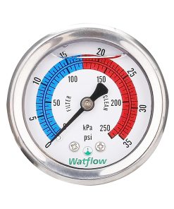 2 Dial Pool Filter Pressure Gauge, Glycerine Filled Pressure Gauge, Water Pressure Gauge, 304 Stainless Steel Case,1-4 NPT Center Back Mount - 1