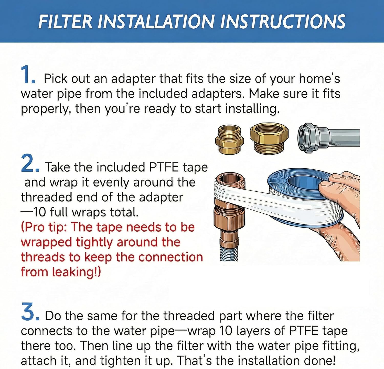 40 Micron Brass Inline Spin Down Sediment Water Filter for Washer, Washing Machine, Shower, Well Water, with 3/4" GHT +1/2" NPT Adapter + 3/4" GHT Female Garden Hose Faucet Nozzle Connector (Brass) - Image 3