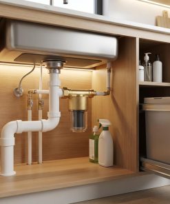 Alternative view of 40 Micron Brass Inline Spin Down Sediment Water Filter for Washer, Washing Machine, Shower, Well Water, with 3/4" GHT +1/2" NPT Adapter + 3/4" GHT Female Garden Hose Faucet Nozzle Connector (Brass)