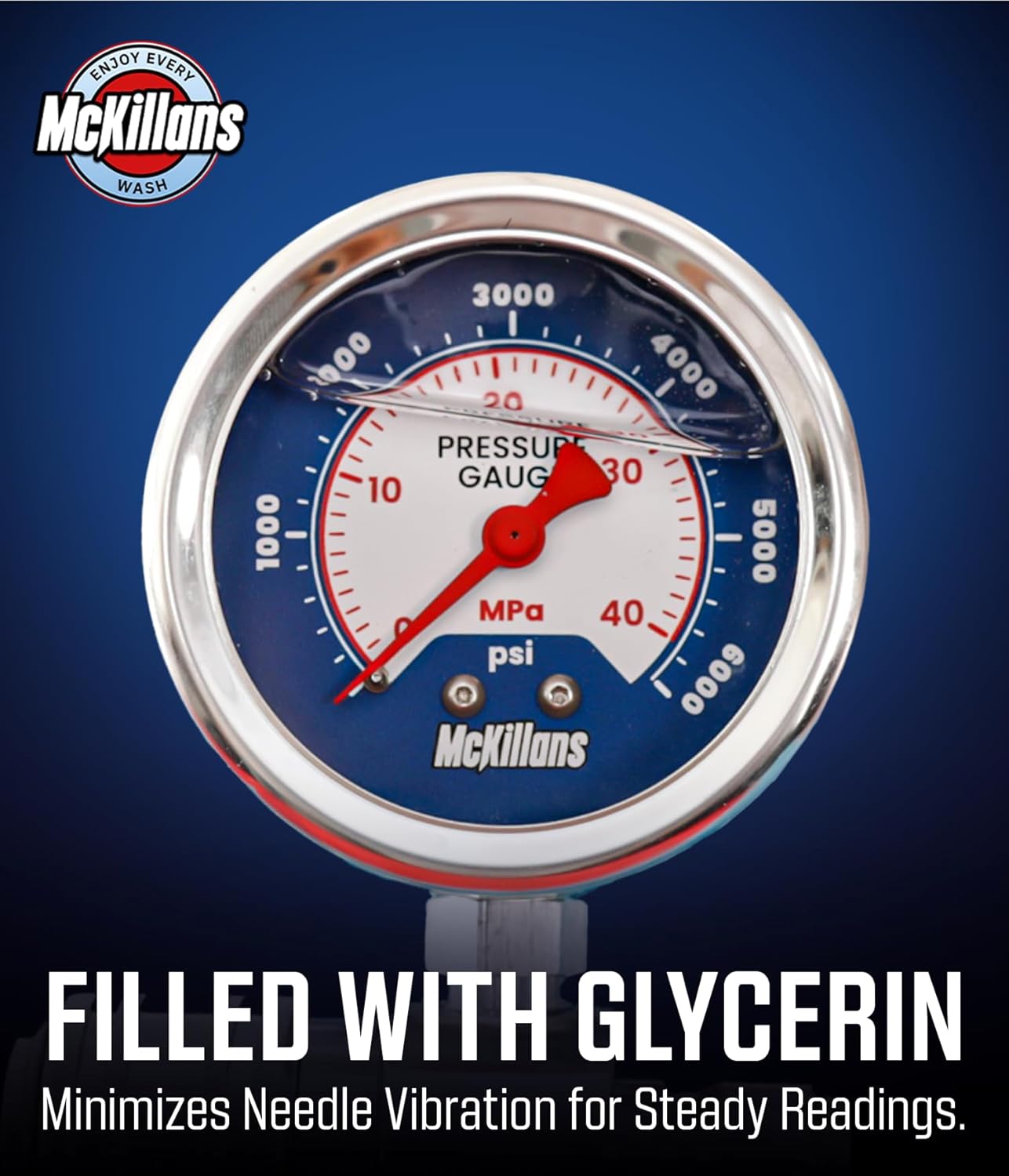 McKillans® High Pressure Washer Gauge - Push-to-Connect 3/8" Automatic Quick Connect - Stainless Steel - up to 6000 PSI - Measure Both PSI and MPa - Power Washer Pressure Gauge - Image 4