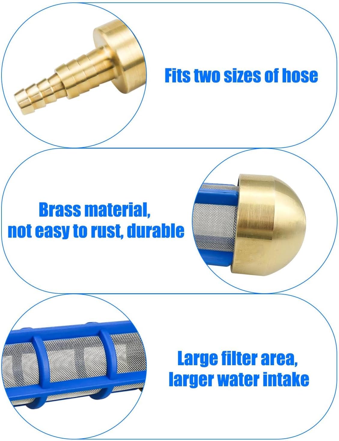 TIKSCIENCE Pressure Washer Filter Brass 3/4'' 5/8'' Hose Water Suction Strainer Pickup Filter Hose Inlet Strainer for Water Tank Connection to Suction Hose - Image 6
