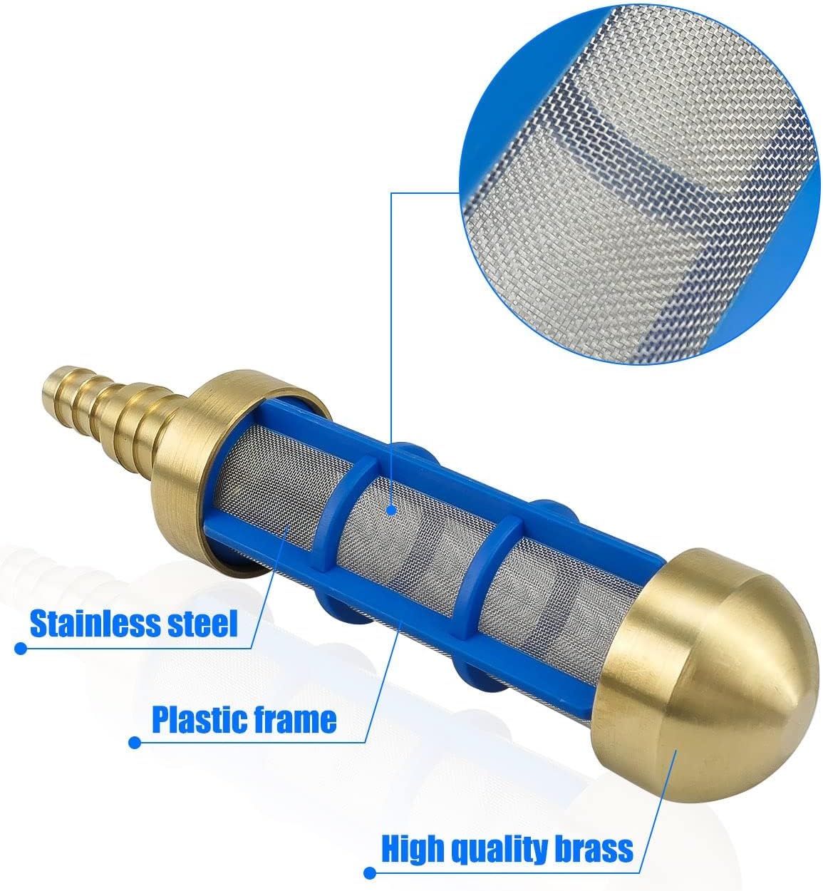 TIKSCIENCE Pressure Washer Filter Brass 3/4'' 5/8'' Hose Water Suction Strainer Pickup Filter Hose Inlet Strainer for Water Tank Connection to Suction Hose - Image 5