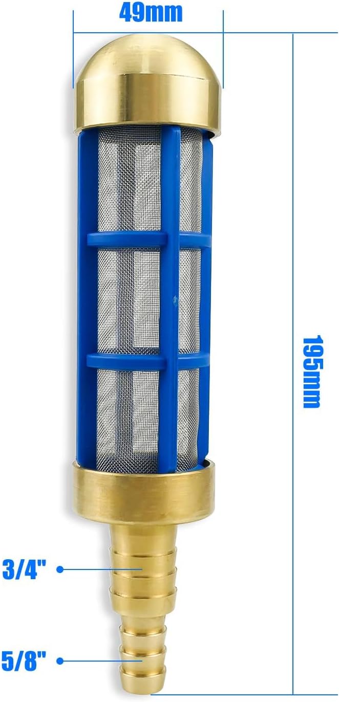 TIKSCIENCE Pressure Washer Filter Brass 3/4'' 5/8'' Hose Water Suction Strainer Pickup Filter Hose Inlet Strainer for Water Tank Connection to Suction Hose - Image 2