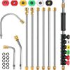 10 Pack 9 FT Pressure Washer Wand, Gutter Cleaning Tools from the Ground - Gutter Cleaner Attachment for Pressure Washer with 6 Pressure Washer Nozzle Tips, 30°, 90°, 120° Gutter Cleaner - 1